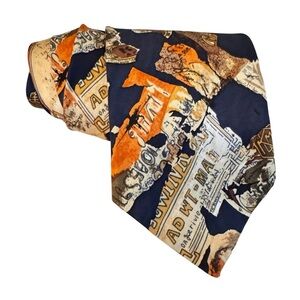 Guy Laroche Men’s Silk Tie Blue Orange Vintage Made In USA